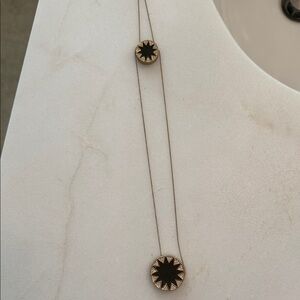 House of Harlow Gold and Black Double Pendant Necklace